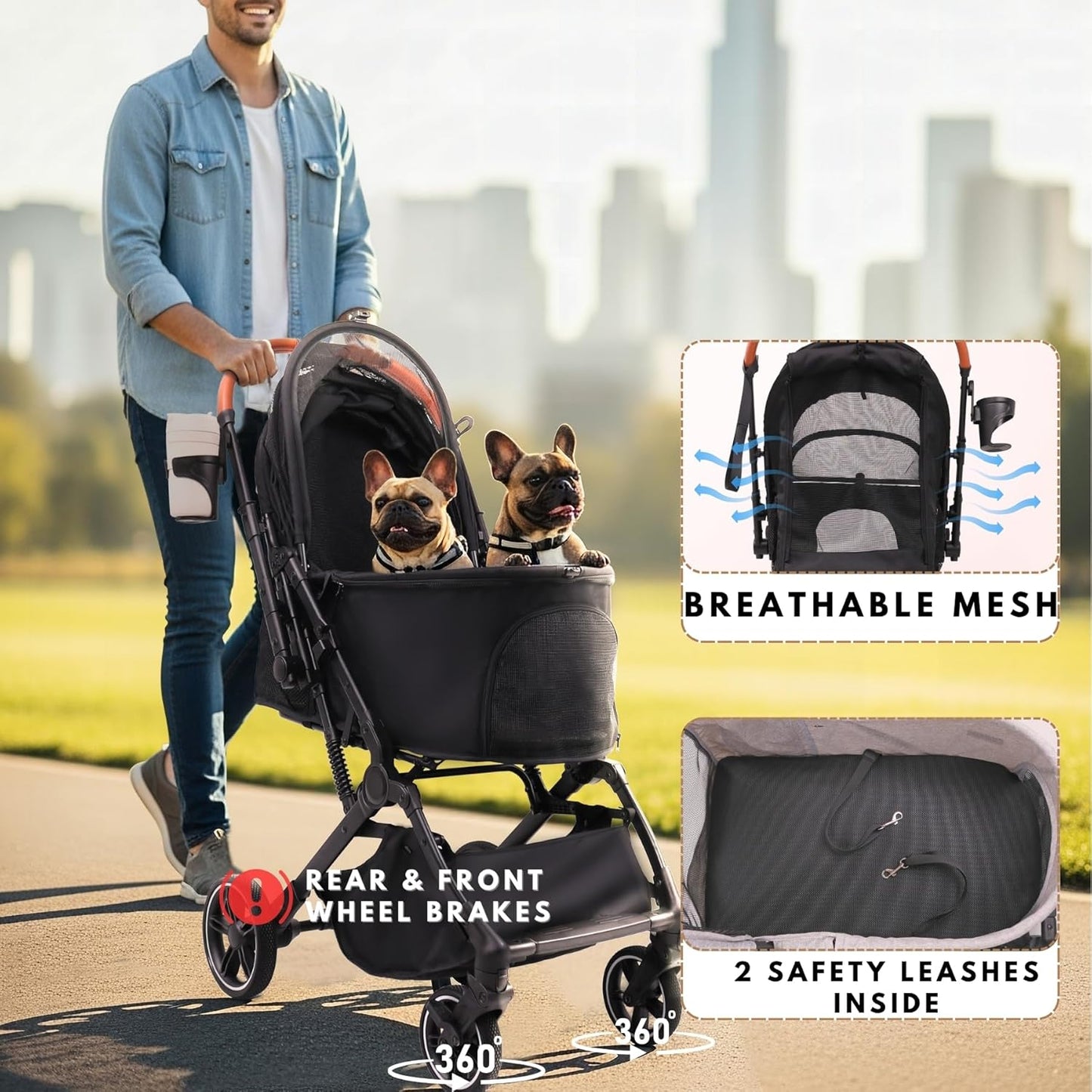 Premium Portable Pet Stroller for Dogs & Cats
