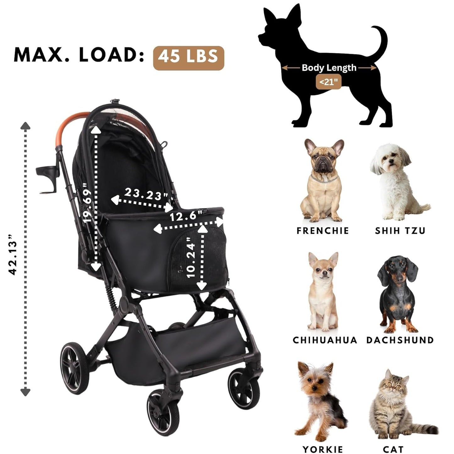 Premium Portable Pet Stroller for Dogs & Cats