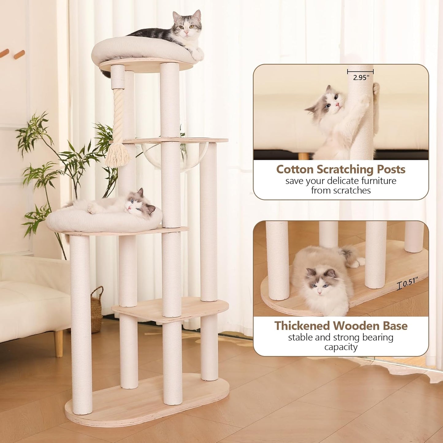 Luxury Cat Tree Tower with Hammocks and Scratching Posts