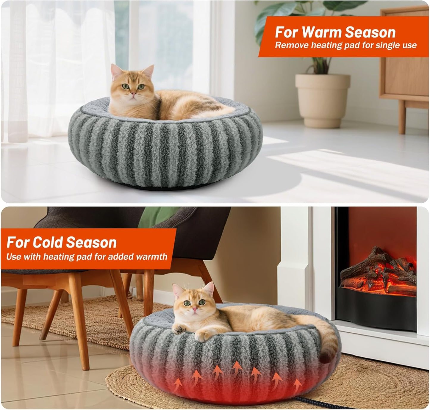 Luxury Heated Cat Bed with Adjustable Temperature